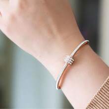 4/1pc Women's Fashion Gold Waist Bracelet, Green Square Diamond, Gold Crescent Moon Bracelet, Gold Egg-Shaped Open Bracelet Inlaid With 18K Gold Zirconia, Luxury Stackable Bracelets, Birthday, New Year, Valentine's Day Gift, Matching Jewelry For Girlfriend, Couple, No Gift Box