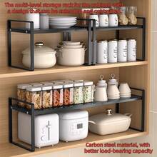 Extensible Cabinet Shelves, Retractable Kitchen Counter Storage Rack, Adjustable Length Food Storage Cabinet Rack And Spice Rack (Black, 1 Piece)
