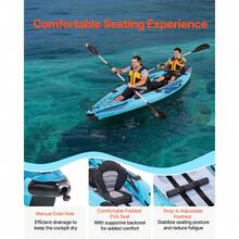 Inflatable Kayak, 2-Person Inflatable Recreational Kayak 700LBS Capacity, Leak & Puncture-Resistant With Padded Seat, PVC Drop-Stitch Floor, 2 Paddles, Hand Pump & Carry Bag For Fishing Camping - 174*46inch - View 6