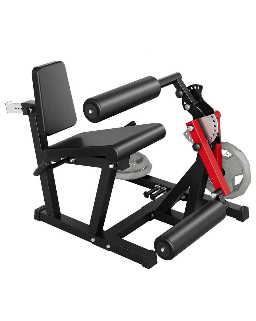 Leg Extension And Curl Machine, 4-In-1 Leg Press Machines For Home Gym, 700Lbs Weight Capacity Adjustable Workout Equipment, Exercise Bench For Lower Body - Red and Black - View 1