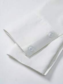 Plus Size Casual School Style White Short Shirt + Tie Set: Unique Pointed Collar, Short Cut | Paired With Decorative Tie, Exquisite And Designed | Solid Color Versatile And Elegant | Suitable For Campus, Girlfriend Dates, Art Exhibitions, Casual Outings, Retro Parties, And Light Business Occasions - 白色 - 查看 5