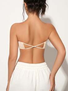 Peach Girl Beige Comfortable Front Closure Wireless Racerback Bra For Women - Beige - View 6