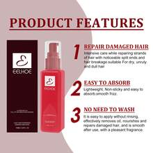 EELHOE Hair Smoothing Leave-In Conditioner With Argan Oil, Keratin  - Non-Greasy Formula For Frizz Control, Heat Protection And Deep Conditioning, Suitable For All Hair Types Including Straight And Highlighted Hair - Đỏ - Xem 5