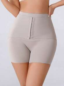 Pantalones cortos moldeadores de cintura alta con botones - Beis - Ver 6