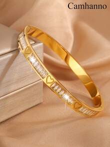 Camhanno A Delicate And Stylish Stainless Steel Heart-Shaped Decorative Bracelet (Gift Box Set), Suitable For Party And Gathering Scenes, Is A High-Quality Gift That Adds Charm. Fashionable And Exquisite Accessories For Daily Wear And Parties