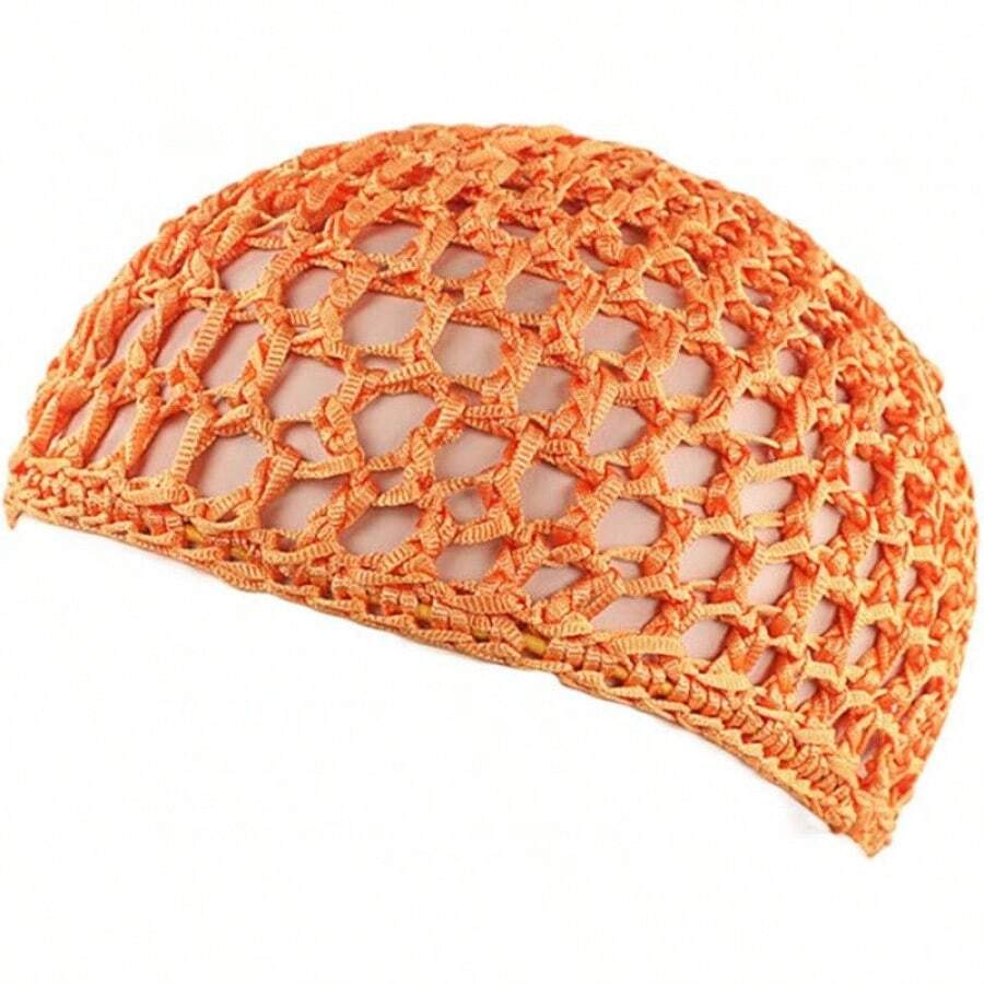 Women Soft Rayon Snood Hat Hair Net Crocheted Hair Net Mix Colorshalloween - 庫菲橙-2件 - 查看 1