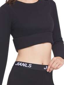 2 Peças Conjunto de Roupa Térmica Feminina, Top de Gola Redonda + Calça, Camada Básica de Ajuste Justo para Outono/Inverno