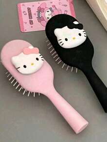 1pc,Hello Kitty Detangling Hairbrush, Portable Cushion Paddle Brush, Licensed Sanrio Character Design, Massage Comb For Girls(The Comb Is Smooth And May Have Slight Scratches, Which Is A Normal Phenomenon)