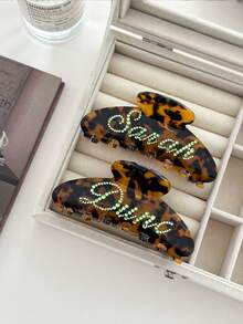 Customizable Rhinestone Leopard Print Hair Claw Clip, Suitable For Wedding, Bridal, Holidays, And Gifting To Girlfriend, Colorful,Cute,Adorable,Funny,Kawaii,Y2K,Stylish,Unisex,Casual,Custom,Personalized,Unique,Customized,Ideal Gifts For Him,Ideal Gifts For Her,Her,Boyfriend,Girlfriend,Family,Friends,Customized Hair Accessories,Vacay Vibe Au