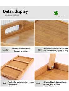 1 szt. Wielofunkcyjne składane biurko bambusowe pod laptopa, niski stolik nocny, przenośna taca śniadaniowa, składany stojak na laptopa do łóżka, sofy, na kemping, piknik, prezent na Dzień Matki/Ojca