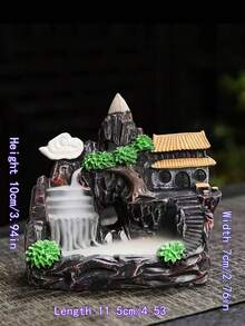 1pc Resin Crafted Waterfall Incense Burner, Reverse Flow Incense Burner, Mountain Tower Incense Holder, Decorative Incense Stand, Room Decor, Dining Table Decor, Creative Home Gift - Multicolor - View 3