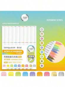 Juego de 9 colores de rotuladores acrílicos Languo, punta suave de gran capacidad, tonos de piel minimalistas tipo macarrón, gris, marrón, coloridos, bolígrafos de color negro, lápices de colores para dibujar personajes de dibujos animados para estudiantes, pinceles de arte DIY para grafiti y pintura, aptos para piedra, vidrio, cerámica, metal y otros materiales, disponibles en 45/126/171 colores