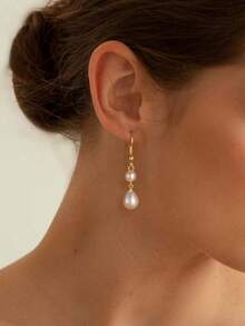 Elegant Faux Pearl Drop Earrings Waterdrop Dangle Wedding Bridal Jewelry For Women Bridesmaid Gift Her Pair