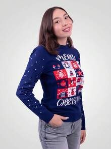 Suéter Navideño Unisex Color Azul Marino - Azul - Ver 3