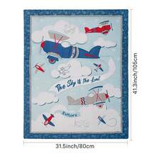 BEEWEED 1pc Airplane Printed Soft Blanket For All Season Quilt For Baby's Nursery, Blue Ocean Animal Print,Warm Cozy Soft Throw Blanket Blanket For Couch Bed, Crib, Bedding Throw Blanket For Baby Boys/Girls Holiday Gift, 31.5inchx41.3inch