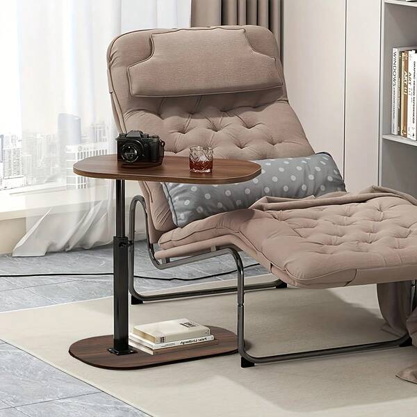 1pc 360-Degree Retractable C-Shaped Side Table, Minimalist Coffee Table, Space-Saving Sofa Side Table, Movable Sofa Snack Table With Metal Stand For Bedroom, Living Room And Small Spaces, Nightstan