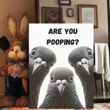 1 pieza de póster de lienzo impreso con diseño divertido de paloma para baño, decoración de pared humorística, para usar en sala de estar, dormitorio, oficina, baño, decoración del hogar, con o sin marco, decoración navideña