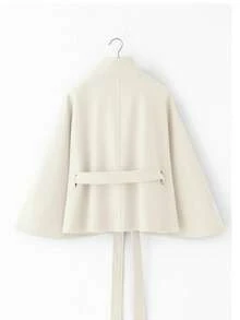 Pelerină de lână pentru femei, culoare solidă, cu nasturi în față și talie legată, ținută casual și de întâlnire, palton de toamnă/iarnă