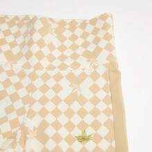 Adidas Women's High Waist Trefoil Diamond Print Skinny Leggings IA3916 - Wonderful White/Khaki - View 5