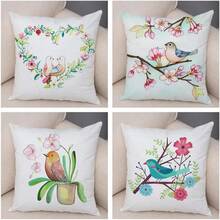 Generisch Juego de 4 fundas de almohada decorativas de pájaros y flores para sofá, hogar, coche, funda de almohada de felpa supersuave, 45 x 45 cm, 450 x 450 mm - 17 - Ver 12