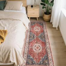 Techigher 5 Sizes Rugs Living Room|Area Rugs| Washable–120 X170 Cm Boho Vintage Floral Rug, Soft Faux Lamb Velvet Rug & TPR Non-Slip Backing Carpet For Bedroom,Bathroom, Dining Room, Kitchen, Entryway & Office - Red - View 10