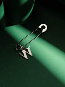 1pc Fashionable Personalized Exaggerated Stainless Steel 26 English Letters A-Z Pendant Earrings, Paired With Stainless Steel Safety Pin Earrings, Suitable For Men And Women For Daily Wear And Parties