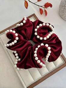 1 szt. aksamitna perłowa gumka do włosów, bardzo duża, 15 cm, elegancka i szykowna ozdoba do włosów dla kobiet, gumki do włosów, gumki do włosów