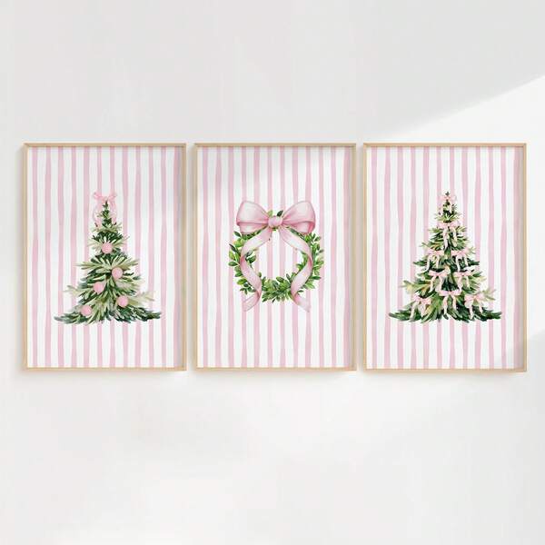 3pcs Pink Christmas Wall Art Picture Aesthetic Christmas Canvas Print Paintings|Pink Decor For Bedroom, Living Room, Or Office Home Decor, Girly Holiday Poster, Christmas Gift For Her, Unframed Halloween Decor Christmas Decoration Thanksgiving Wedding Autumn Decor Birthday Decorations For Gifts Party Supplies Halloween Ornaments Christmas Decoration Christmas Tree Gift Decor Thanksgiving Wedding Autumn Decor Birthday Decorations For Gifts Party Supplies Halloween Decor Halloween Ornaments