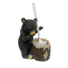 Whimsical Black Bear Toilet Brush Holder Set Unique Cub Shape Decorative Bathroom Cleaning Kit With Brush And Holder - Black - View 6