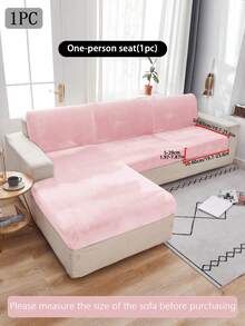 1 pieza Funda de cojín de sofá de peluche de zorro plateado gris oscuro, minimalista clásica, funda protectora decorativa a prueba de polvo de unicolor y elástica, adecuada para hotel, dormitorio, decoración de sala de estar, decoración de habitación, negro, gris claro, caqui, decoración de otoño, decoración de habitación, vuelta al colegio, útiles escolares