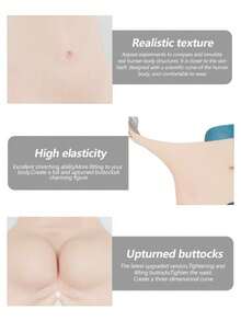 欧美风硅胶提臀短裤，高腰塑形骑行短裤，男女通用隐形无缝设计，可调节加厚，提臀，适合日常穿着和运动，提升自信。 - 米色 - 查看 4