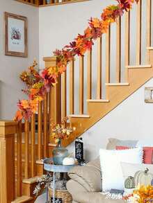 1 pieza Guirnalda de hojas de arce amarillas, Guirnalda colgante de hojas de arce artificiales de otoño de 39.3 pulgadas para decoración de pared, fiestas familiares, bodas, cenas, decoración del hogar, decoración de mesa, decoración de puerta de entrada, decoraciones interiores y exteriores