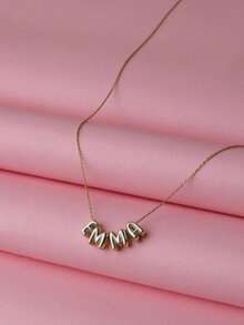 1pc 3D Bubble Name Necklace, Bubble Initial Charm Personalized Jewelry Gift Custom Nameplate Necklace, Initial Round Bubble Necklace - Personalized Gift For Friends, Couples And Family, Special Customized Name Necklace Design, Suitable For Wedding, Valentine's Day, Mother's Day Gifts - Fashionable, Retro, Minimalist, Casual, Cute Customized, Personalized, Unique Ideal Gift