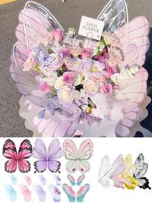 10pcs (20 Sheets)/20 Sets (40 Sheets) Butterfly Wrapping Paper, New Butterfly And Bird Wing Floral Bouquet Wrapping Paper, Matte Waterproof Semi-Transparent Butterfly Wing Shaped Bouquet Wrapping Paper, Flower Wrapping Paper, Wing Shaped Bouquet Handmade Gift Wrapping Paper, DIY Flower Shop Packaging Bags Creative Floral Packaging, 36pcs 3D Colorful PVC Butterflies For DIY Decor, Wedding, Birthday, Party, Back To School, Graduation, Couple Surprise, Valentine's Day Gift, Mother's Day Gift, Anniversary Bouquet