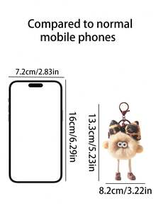 1PC Cute Otter Rabbit Fur Leopard Pattern Bow Small Coal Ball Bag Pendant, Plush Car Keychain, Suitable For Backpacks, Shoulder Bags, Handbags, Keychains, Also Suitable As Birthday Gifts, Party Gifts - Multicolor - View 8