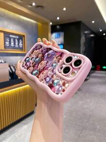 1 件薰衣草花水晶防震波浪纹手机壳，UV 印刷适用于 /Galaxy/Infinix/Redmi/OPPO/VIVO/MOTO/Realme