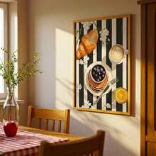 1pc Canvas Hanging, [French Cafe Wall Canvas Art, Fashion Breakfast Poster, Minimalist Food Illustration, Black And White Kitchen Print, Fashion Cafe Illustration] Canvas Wall Art, Funky Girl Art, Inspirational Quote Art, Home Decor, - Multicolor - View 9