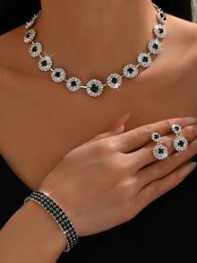 4pcs Women's Jewelry Set - Necklace, Earrings, Bracelet, Polka Dot Retro Style Bridal Accessories, Thanksgiving Season