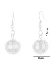 1 Par de Pendientes Colgantes de Bola de Discoteca Retro, Pendientes Colgantes de Bola de Discoteca Plateada con Brillo de los 70, Joyería de Moda Genial para Mujer, Pendientes Redondos Colgantes Vintage, Regalo de Cumpleaños o Día de San Valentín