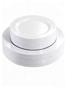 25pieces Of Pure White Round Cake Dessert Plates, High-Looking Fruit Salad Plates, Reusable And Easy To Clean. Great For Weddings, Birthday Parties, Family Gatherings And Outdoor Team Building, Schools, Restaurants, Kitchens, Christmas Tableware