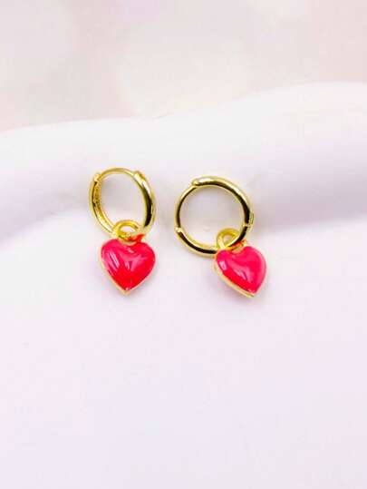 قرطان قلب مزدوج الوجه بشكل قطرة زيت ذهبية، مناسبة للنساء للاستخدام اليومي، المواعدة، العطلات، والزفاف