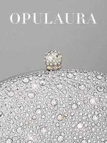 OpulAura 女士奢华闪亮水晶迷你盒形手拿包，闪耀水钻晚宴包，适合正式场合，时尚派对/婚礼/盛大晚宴手提包，带链条，婚礼用品 - 銀色 - 查看 7