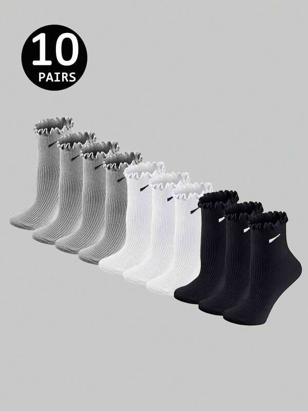 2/5/10 pares de calcetines de media caña suaves de tres colores para mujeres, aptos para todas las estaciones, ideales para citas