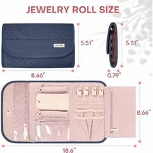 Travel Jewelry Organizer Box, Foldable Travel Earrings, Rings, Bracelets, Greyblue