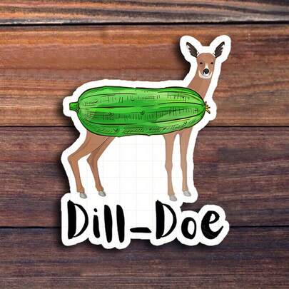 3inch "Dill-Doe Sticker. Perfect For Adding A Quirky Touch To Your Kitchen, On Recipe Books, Or During Cooking Sessions! Use It At Food Festivals, In Restaurants, Or While Sharing Meals. Ideal For Food Lovers, Chefs, And Anyone Who Enjoys Playful Puns. Categories: Humorous Stickers, Food Art, Lifestyle Designs, Playful Quotes. This Sticker Adds A Fun Element To Your Culinary Adventures, Making It A Charming Accessory For Your Kitchen."