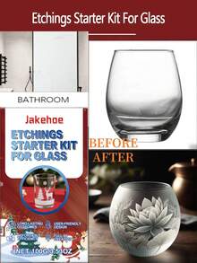 jakehoe 1 Set Glass Etching Kit, Stain-Resistant Etched Pattern Glass, Portable Design, Matte Finish, Easy To Create Complex Designs On Glass Surfaces, Suitable For Various Scenarios - Multicolor - View 2