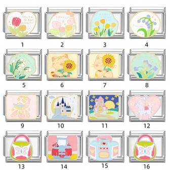 1/5/10/20/30/50pcs Random Mixed Color Italian Floral Series Bracelet Modular Accessories, Suitable For Men And Women, Couples, Fashion Bracelet Cube Decor