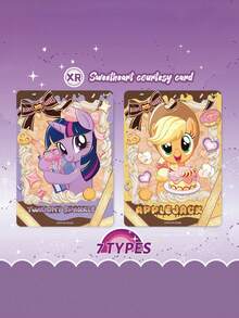 Hasbro 收藏卡 - 友谊永恒系列 - 生日惊喜礼物、节日礼物、粉丝礼物，包含 Pinkie Pie、Twilight Sparkle、Fluttershy、Rainbow Dash、Rarity、Applejack | 一套，随机发货，7.40 英寸