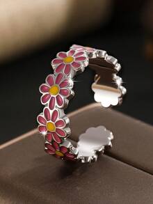 The Cross-Border Best-Selling Small Daisy Opening Adjustable Ring Is Suitable For Women To Wear