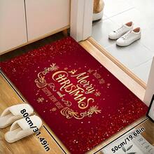 1 pezzo Zerbino rettangolare natalizio, realizzato in materiale poliestere morbido e finto lana - Zerbino per ingresso festivo realizzato a macchina, adatto per uso interno/esterno, lavabile in lavatrice - Decorazione natalizia con disegno di fiocchi di neve, glitter e renne, decorazione natalizia/arredamento per la casa